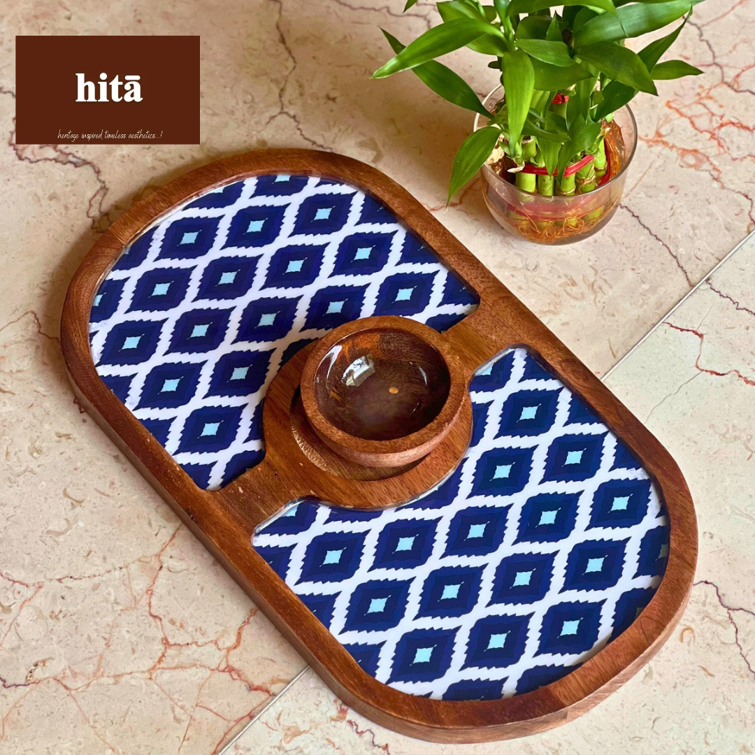 Indigo rectangular snack board