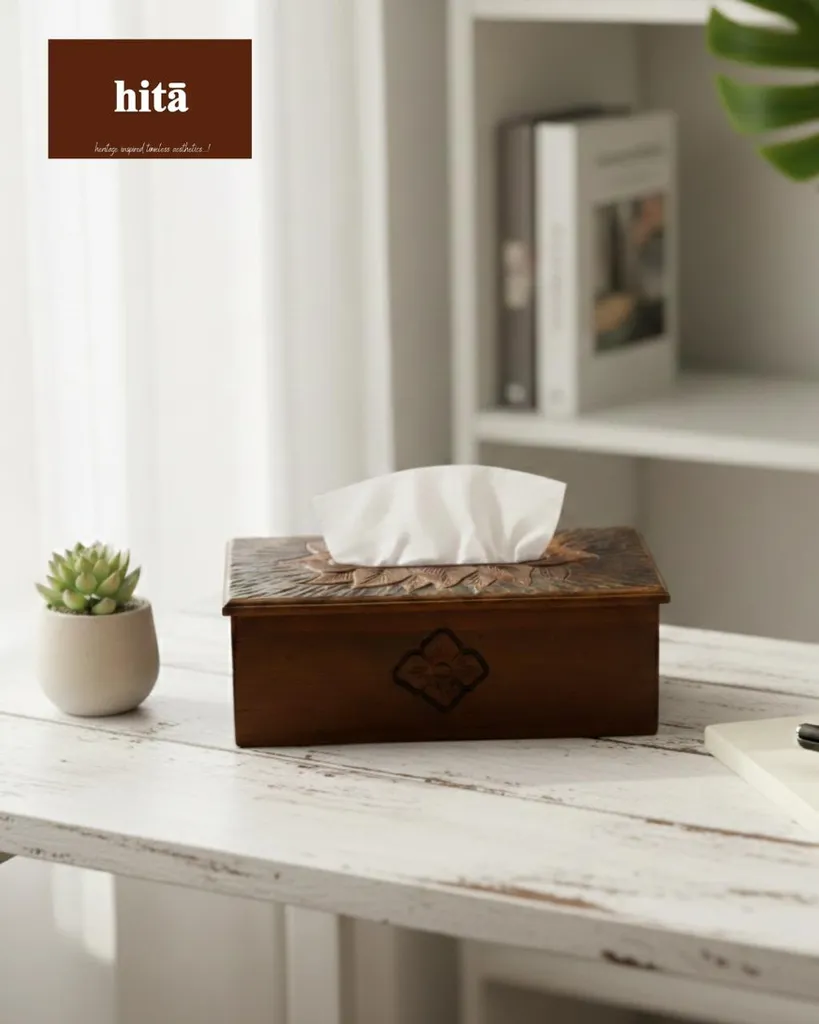 Carved Wooden Tissue Box