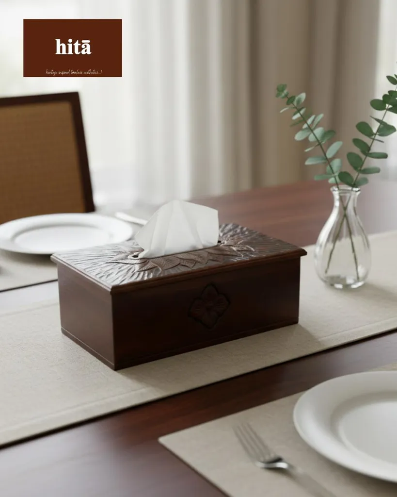 Carved Wooden Tissue Box