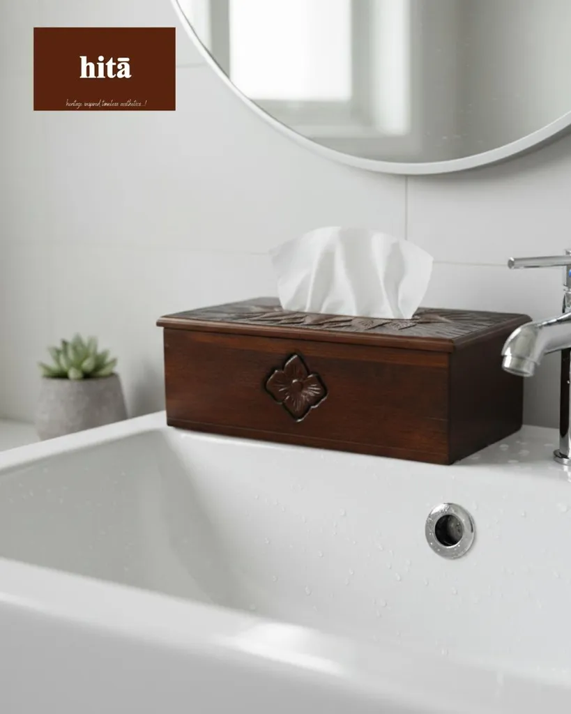 Carved Wooden Tissue Box