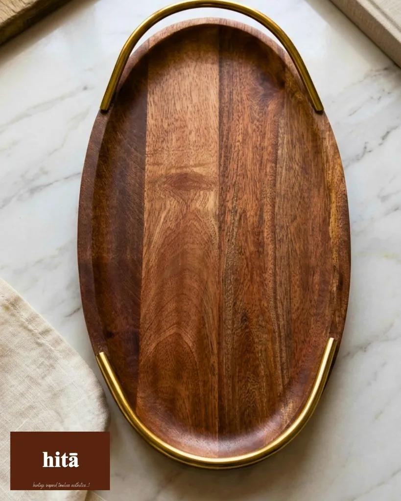 Golden Arc Wooden Tray