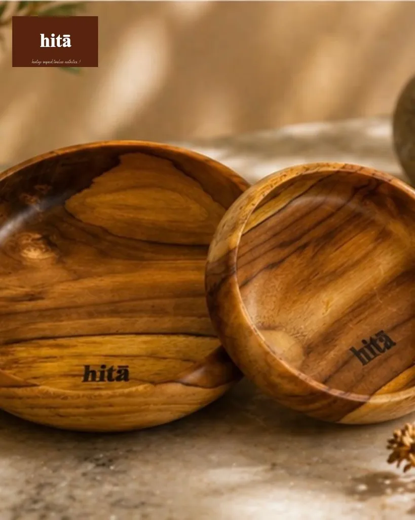 Rustic Grain Wooden Bowl Set (Set of 2)