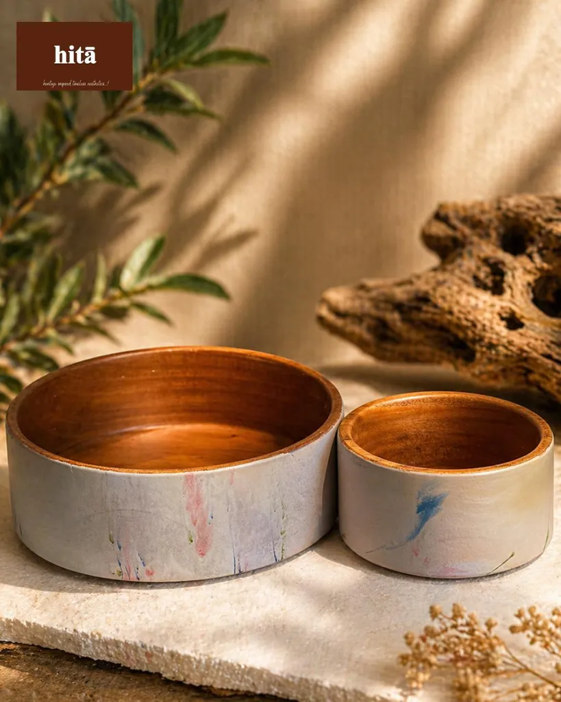 Artisan Dual-Tone Wooden Bowl Set (Set of 2)
