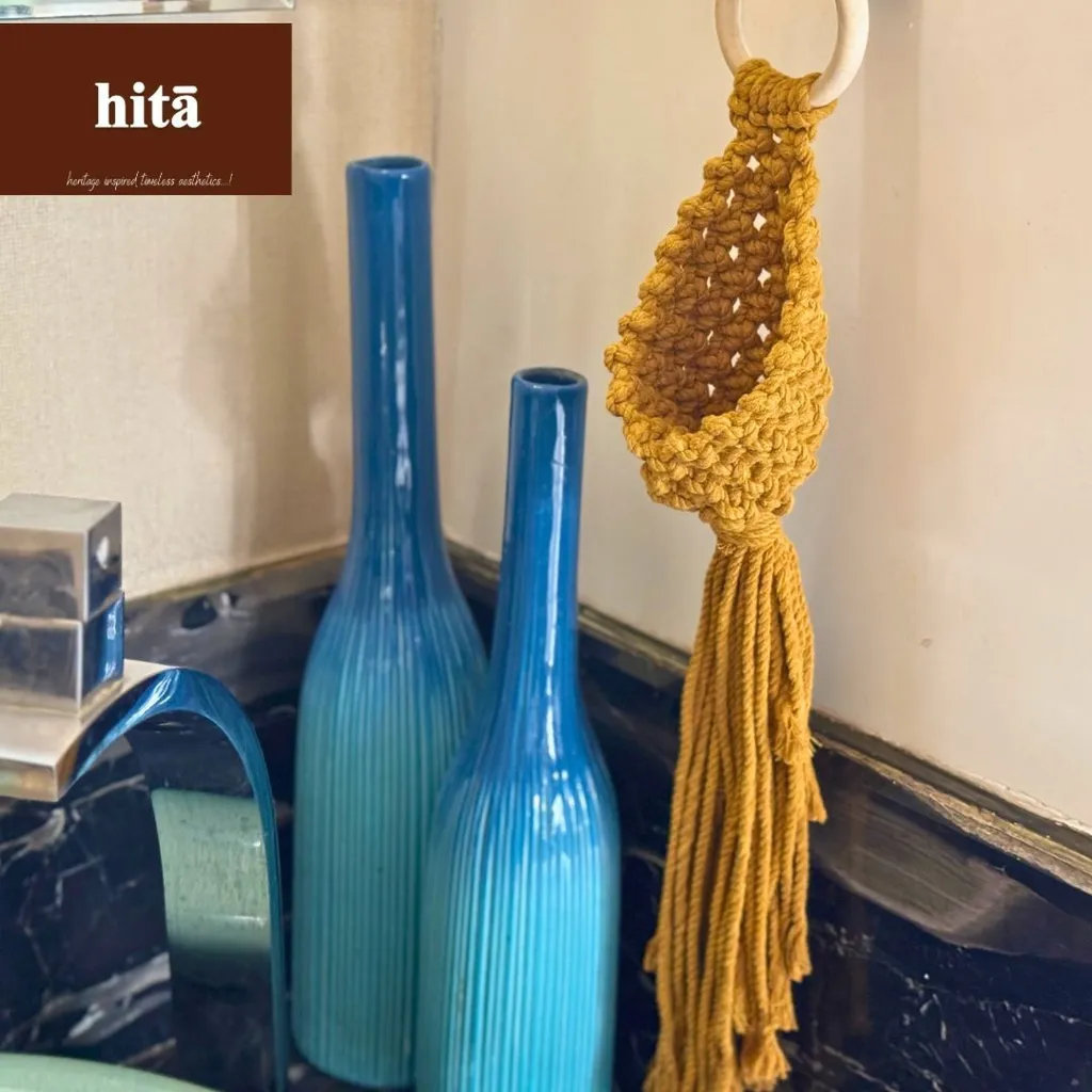 Macrame Hanging Pouch (Mustard Yellow)